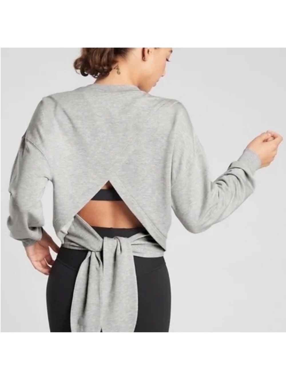 Athleta Yoga Tie Back Grey Sweatshirt